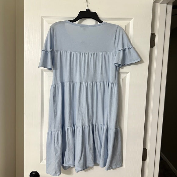 J Crew Blue Broken In Jersey Tiered Mini Dress Size S - Picture 5 of 6